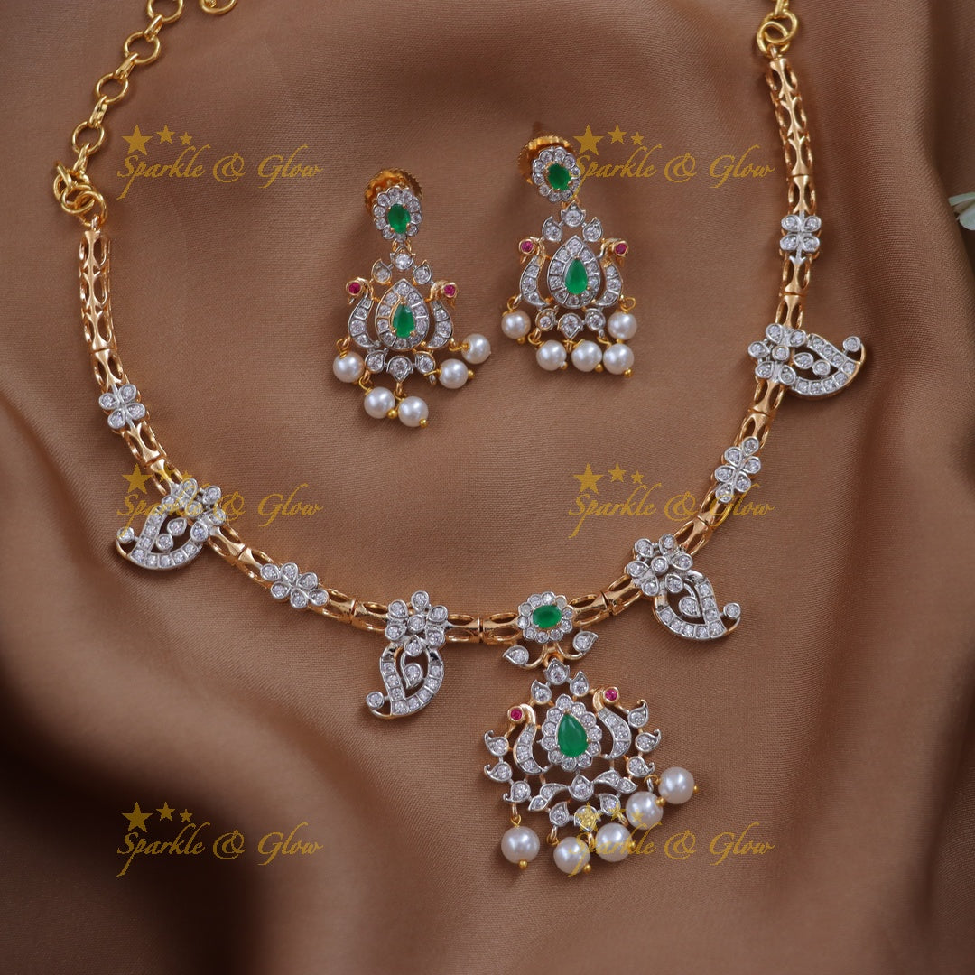 Magnificent Mango Peacock Necklace - Festive Elegance