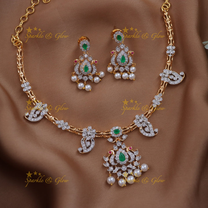 Magnificent Mango Peacock Necklace - Festive Elegance