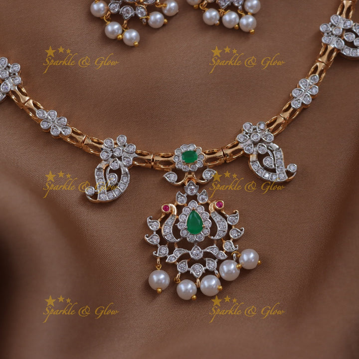 Magnificent Mango Peacock Necklace - Festive Elegance