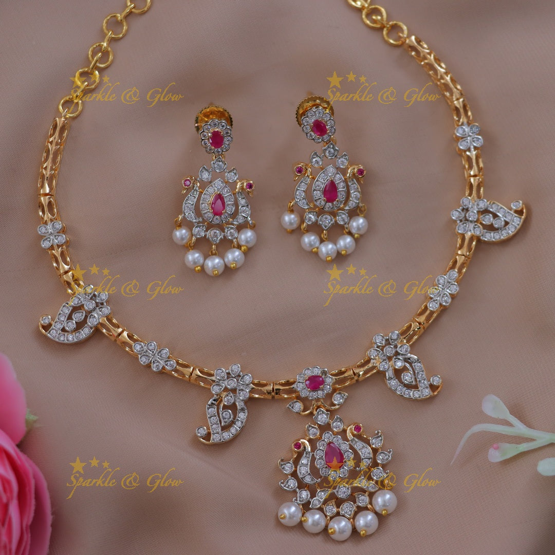 Magnificent Mango Peacock Necklace - Festive Elegance