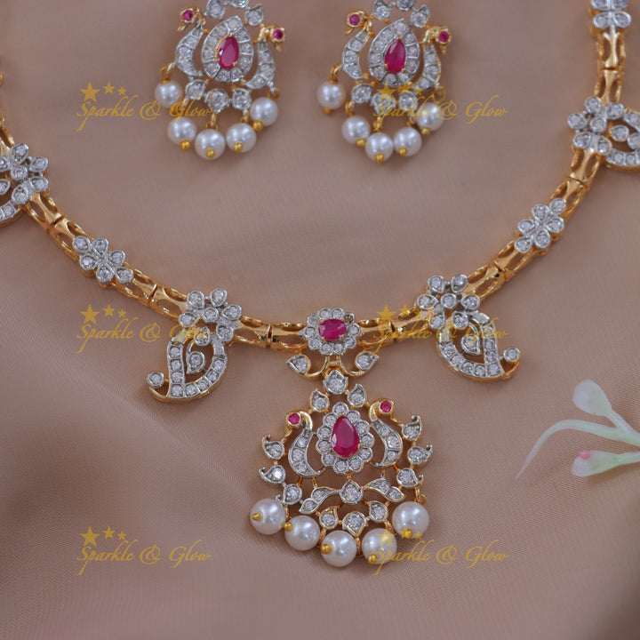 Magnificent Mango Peacock Necklace - Festive Elegance