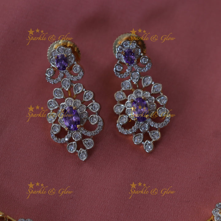 Exquisite Gold Necklace with Purple Stones