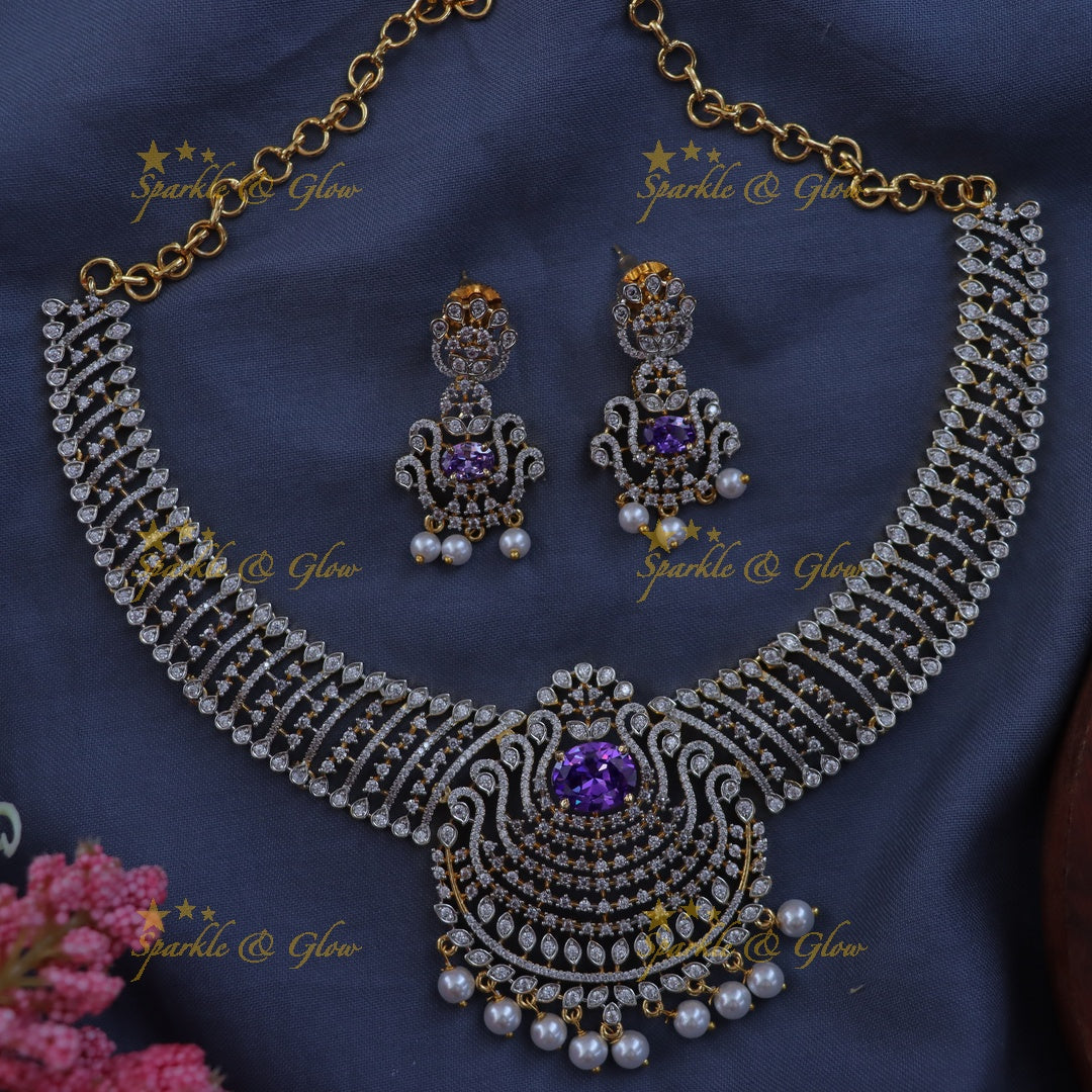 Elegant Gold Plated Bridal Necklace - Sparkle & Glow