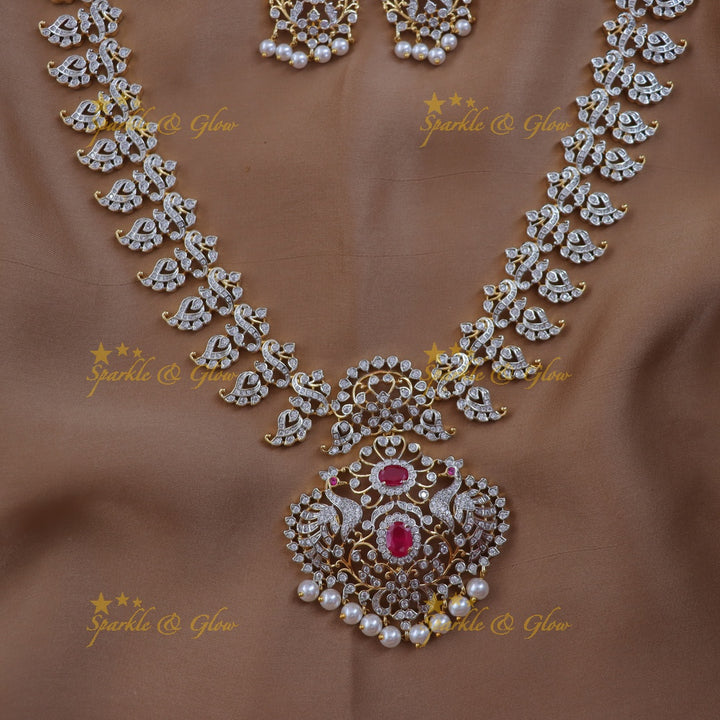 Exquisite Peacock Mango Necklace for Weddings & Festivities