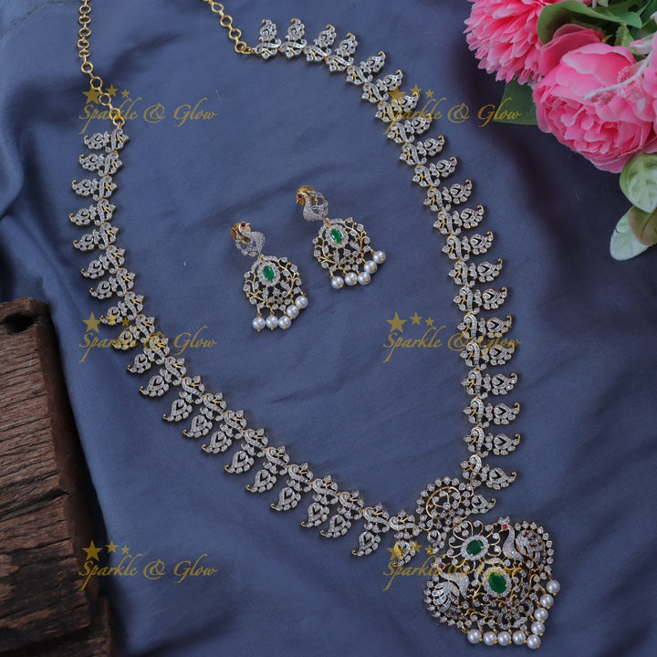 Exquisite Peacock Mango Necklace for Weddings & Festivities