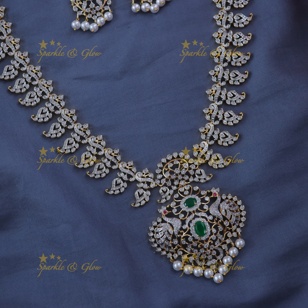 Exquisite Peacock Mango Necklace for Weddings & Festivities