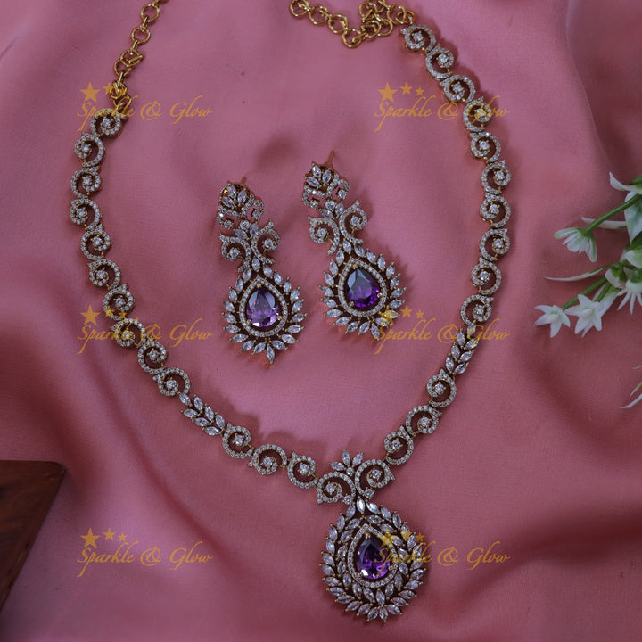 Exquisite AD Stone Necklace & Earrings Set