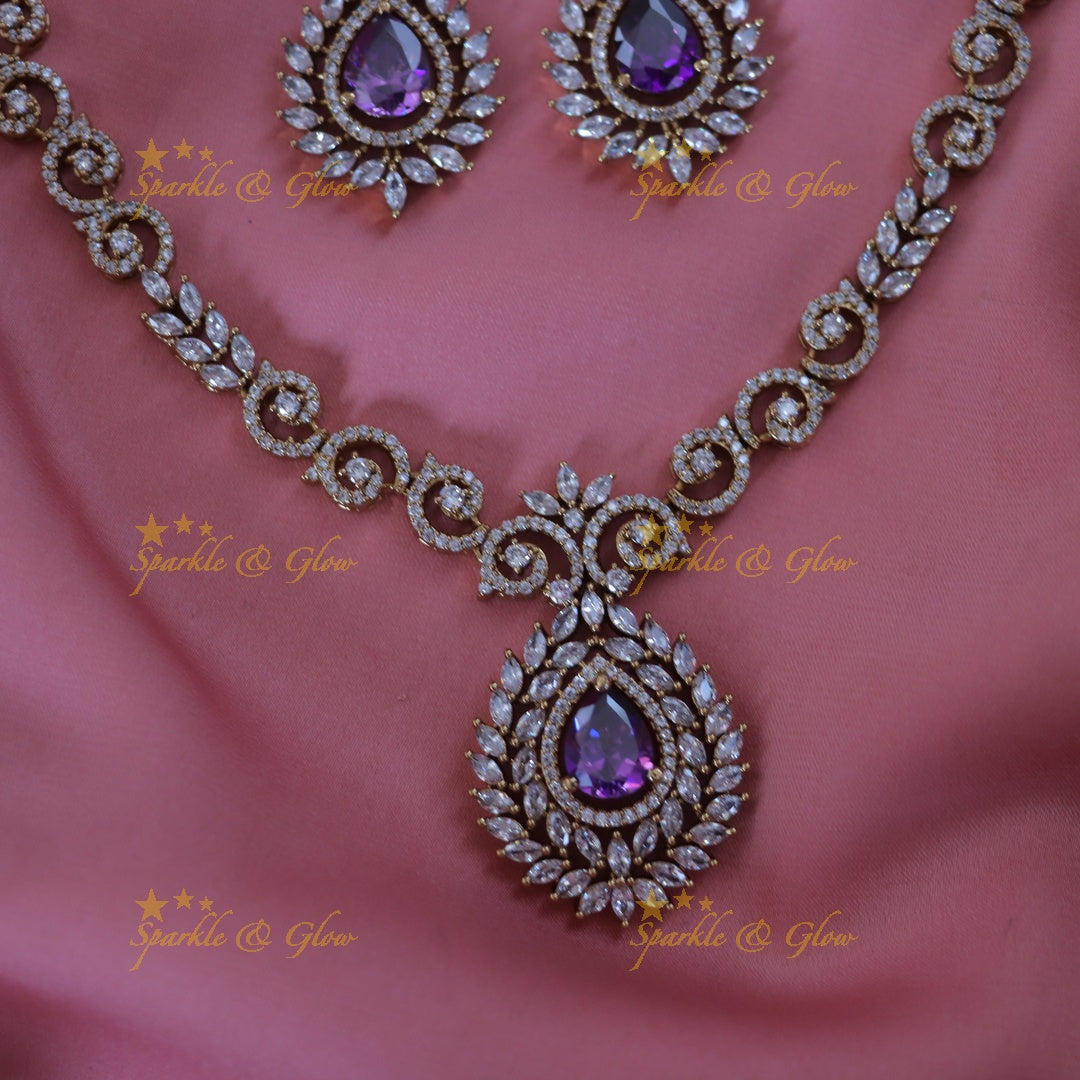 Exquisite AD Stone Necklace & Earrings Set