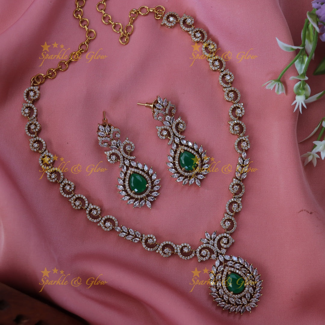 Exquisite AD Stone Necklace & Earrings Set
