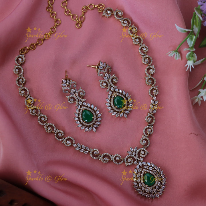Exquisite AD Stone Necklace & Earrings Set