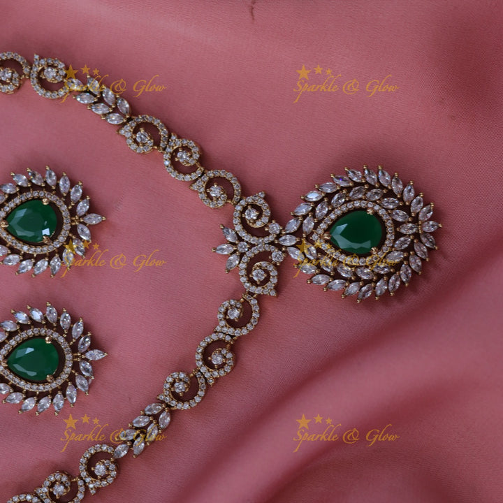 Exquisite AD Stone Necklace & Earrings Set