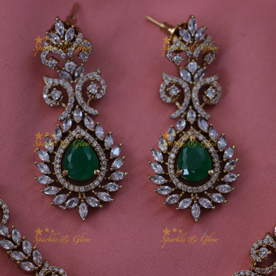 Exquisite AD Stone Necklace & Earrings Set