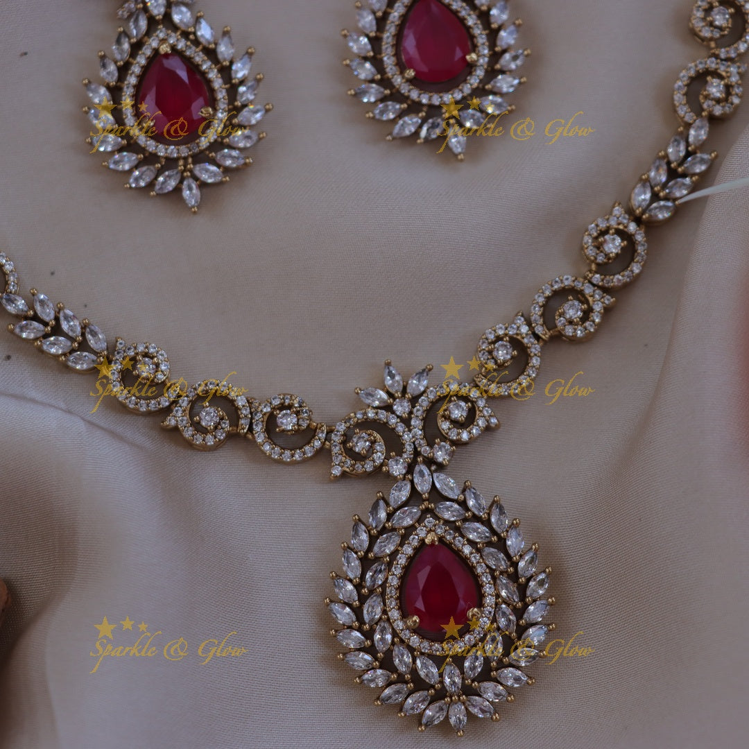 Exquisite AD Stone Necklace & Earrings Set