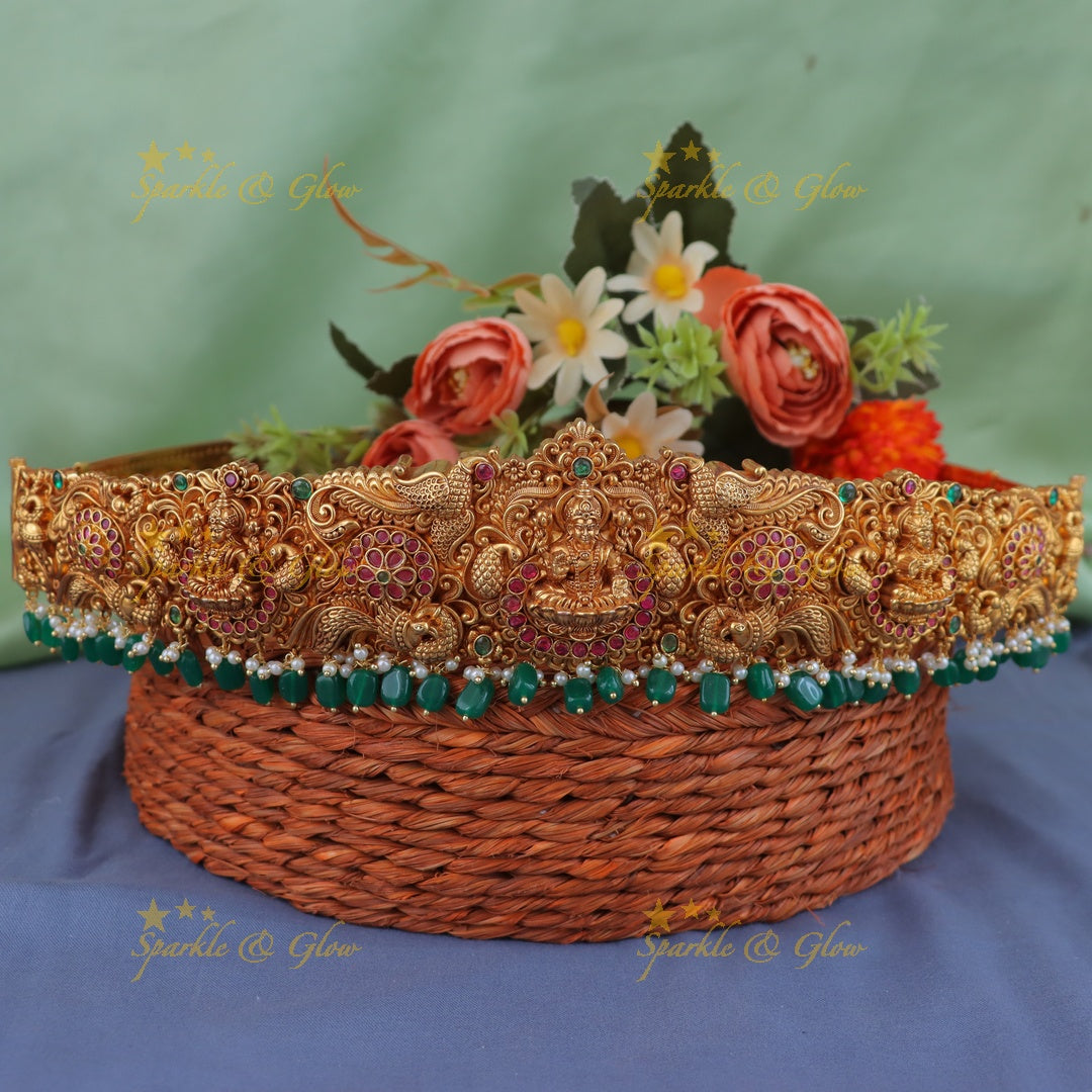 Exquisite Peacock Lakshmi Hipbelt for Majestic Elegance