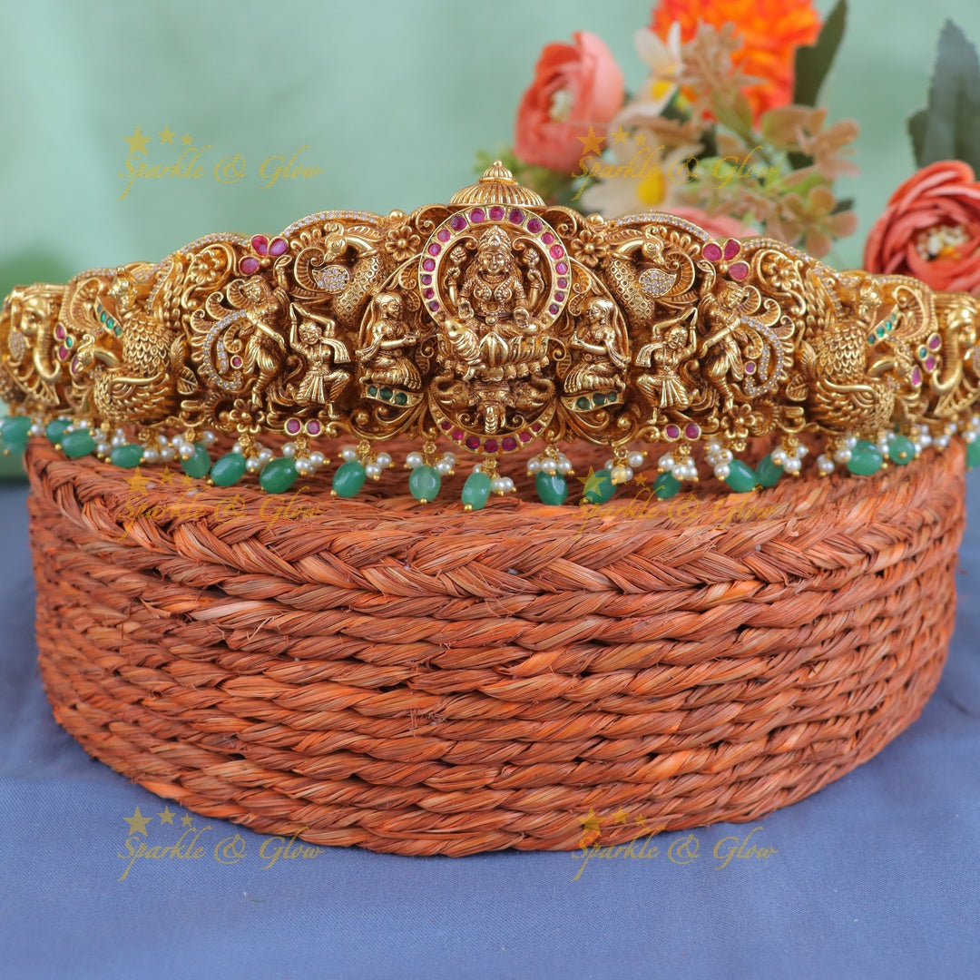 Exquisite Lakshmi Peacock Gold Hipbelt for Celebrations
