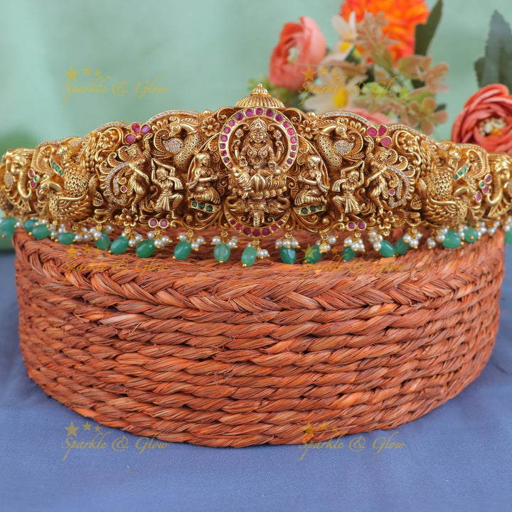 Exquisite Lakshmi Peacock Gold Hipbelt for Celebrations