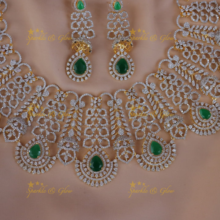 Exquisite Green Bridal Necklace Set for Weddings