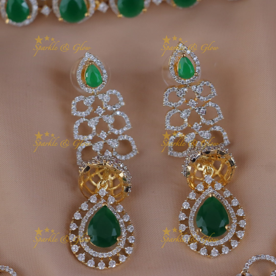 Exquisite Green Bridal Necklace Set for Weddings