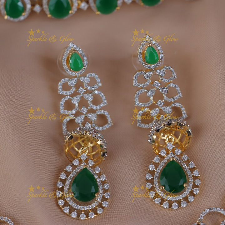 Exquisite Green Bridal Necklace Set for Weddings