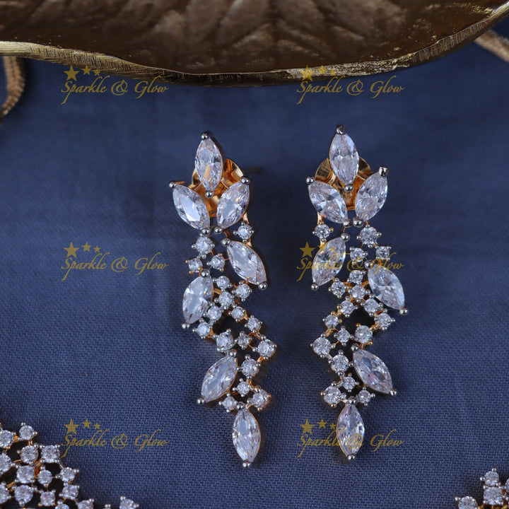 Leaf Stone Wedding Necklace Set - Elegance Redefined