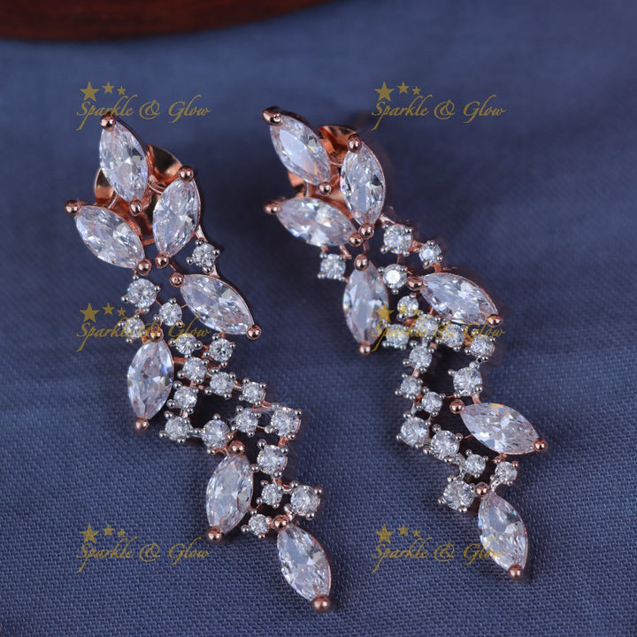 Leaf Stone Wedding Necklace Set - Elegance Redefined