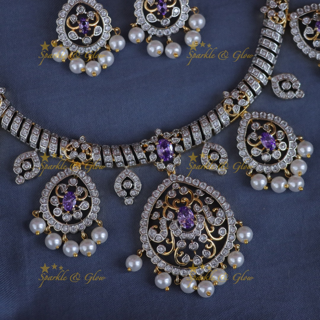 Elegant Bridal Pearl & Ruby Necklace Set Online