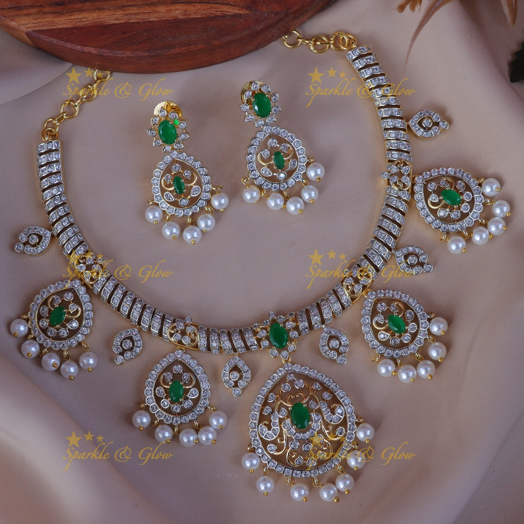 Elegant Bridal Pearl & Ruby Necklace Set Online