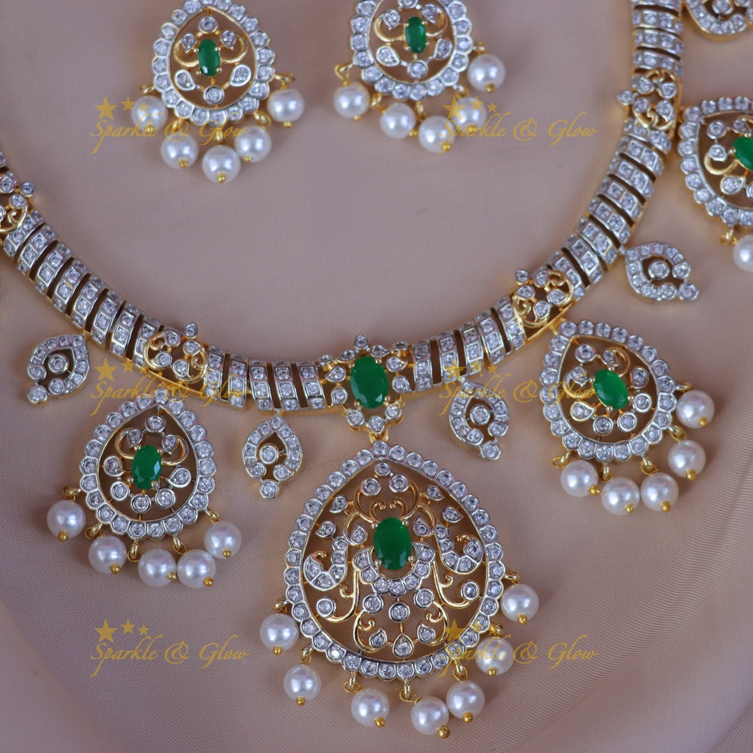 Elegant Bridal Pearl & Ruby Necklace Set Online