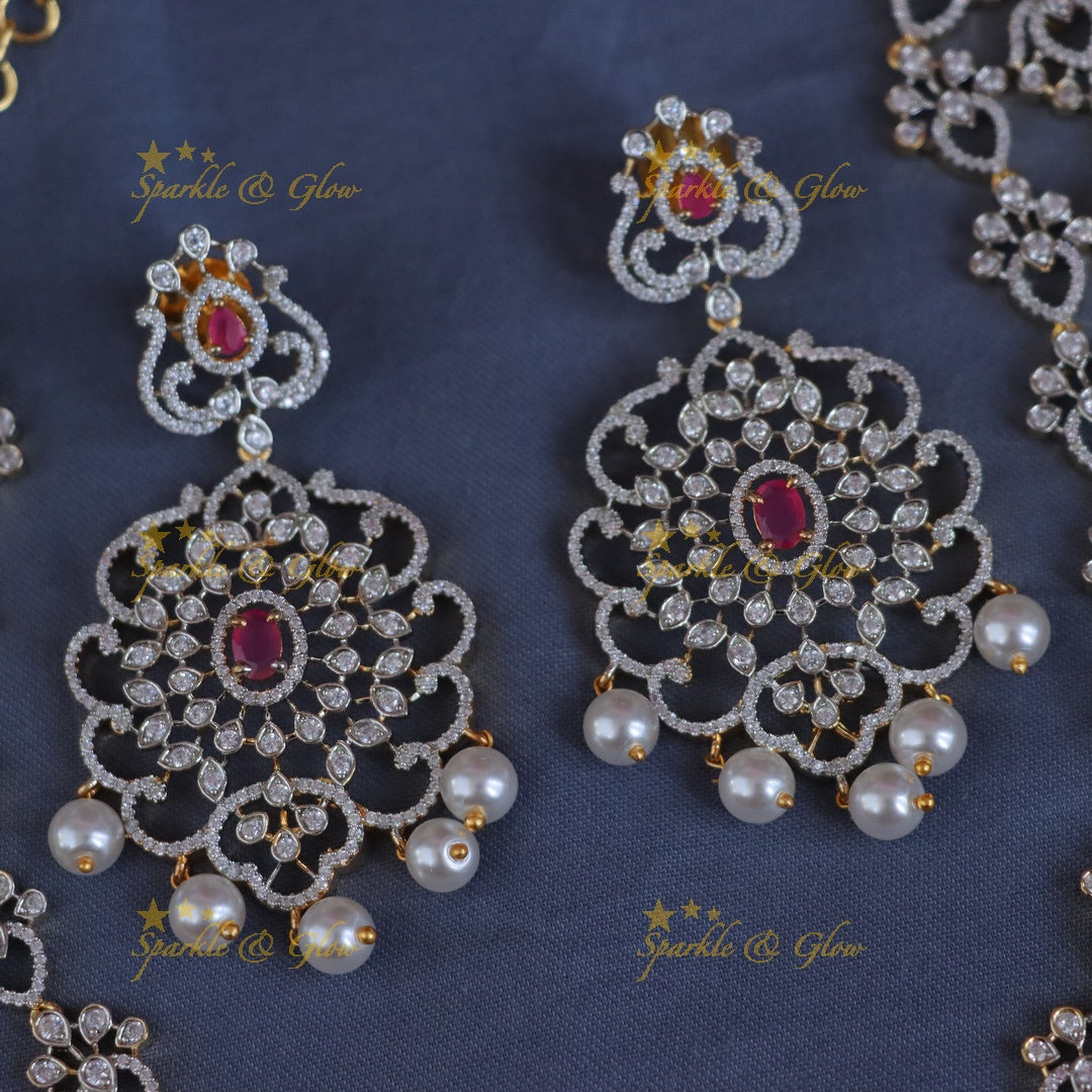 Exquisite Floral Wedding Necklace & Earrings Set