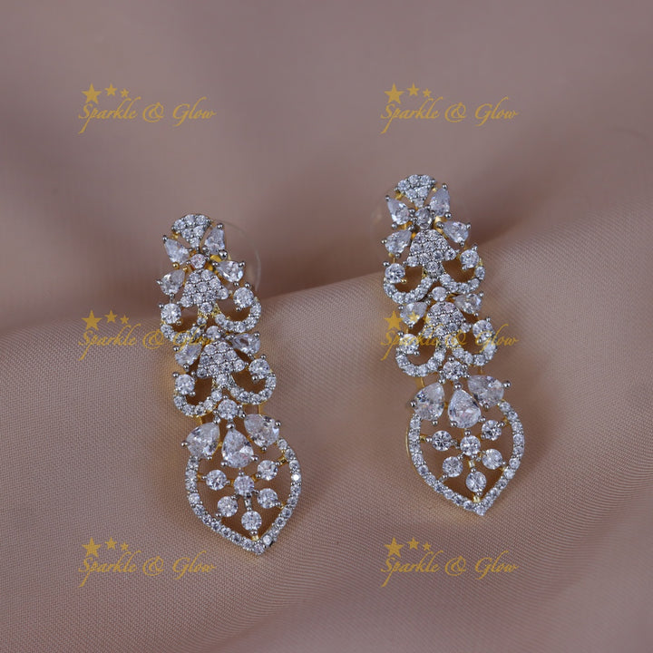 Exquisite Floral Gold Polish Haaram Necklace Set