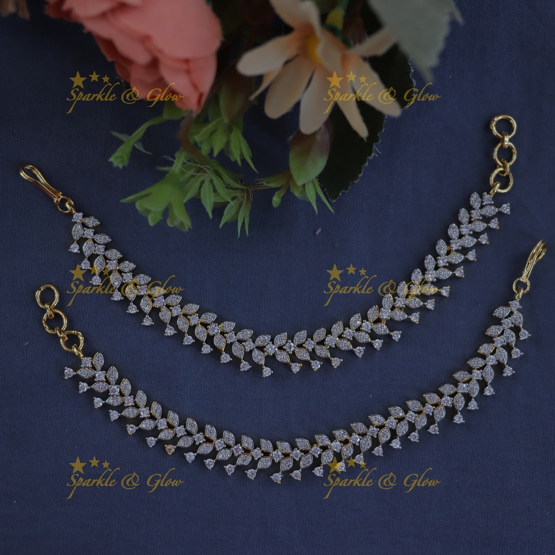 Elegant Gold Leaf Ear Chains for Special Festive Look