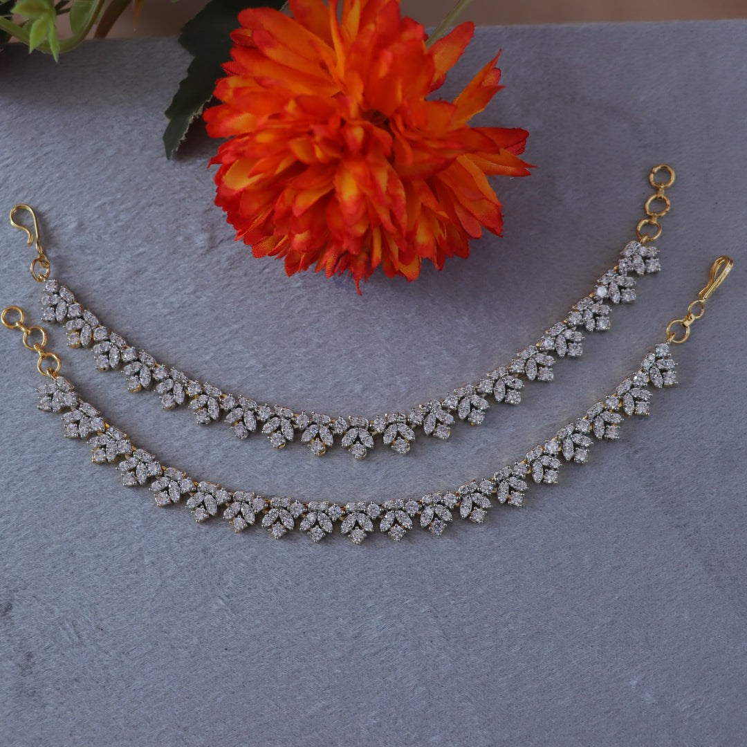 Exquisite Floral Gold Earchain for Festive Celebrations