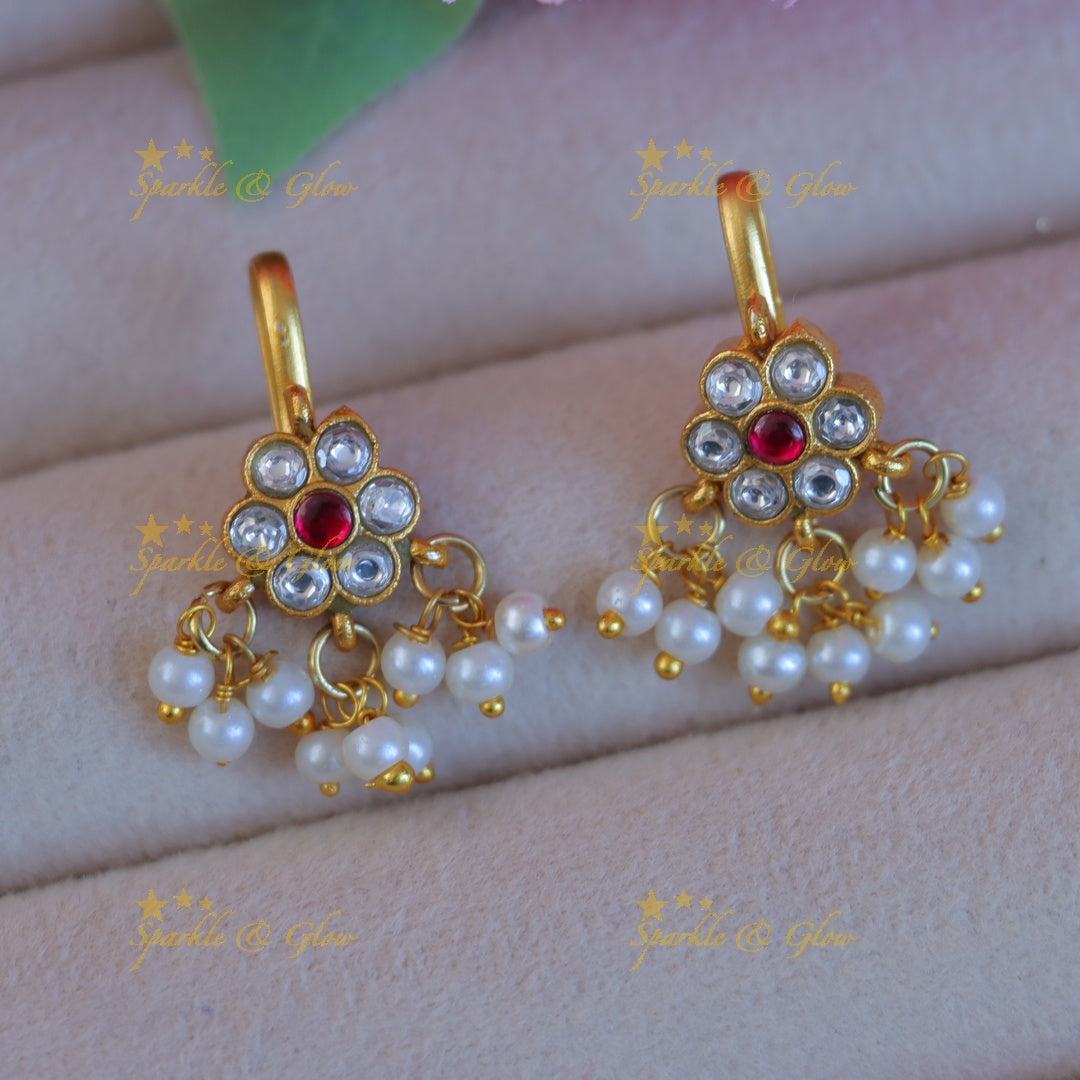 Elegant Bugadi Earrings with Pearls & Gold Detailing