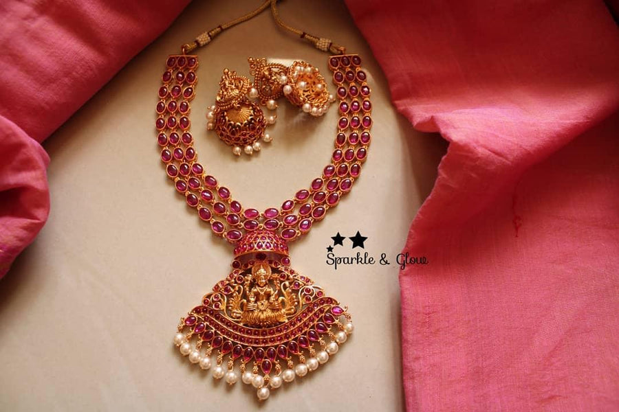 Layered kemp stones lakshmi necklace - Sparkle and Glow