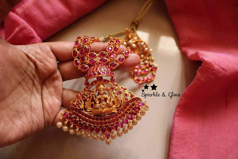 Layered kemp stones lakshmi necklace - Sparkle and Glow