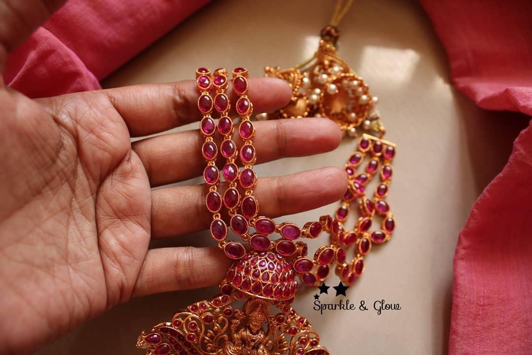 Layered kemp stones lakshmi necklace - Sparkle and Glow