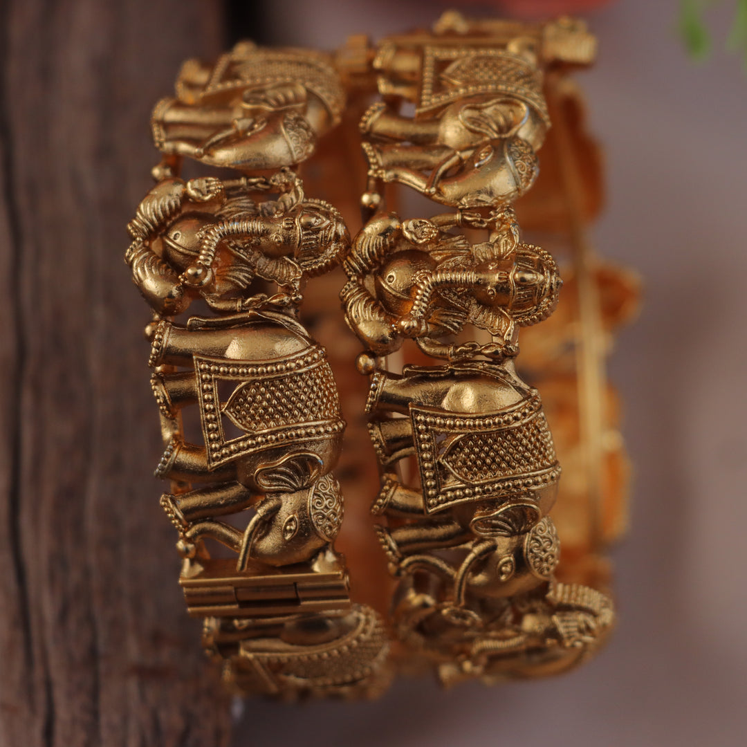 Exquisite Ganesh Temple Bangle in Gold Finish
