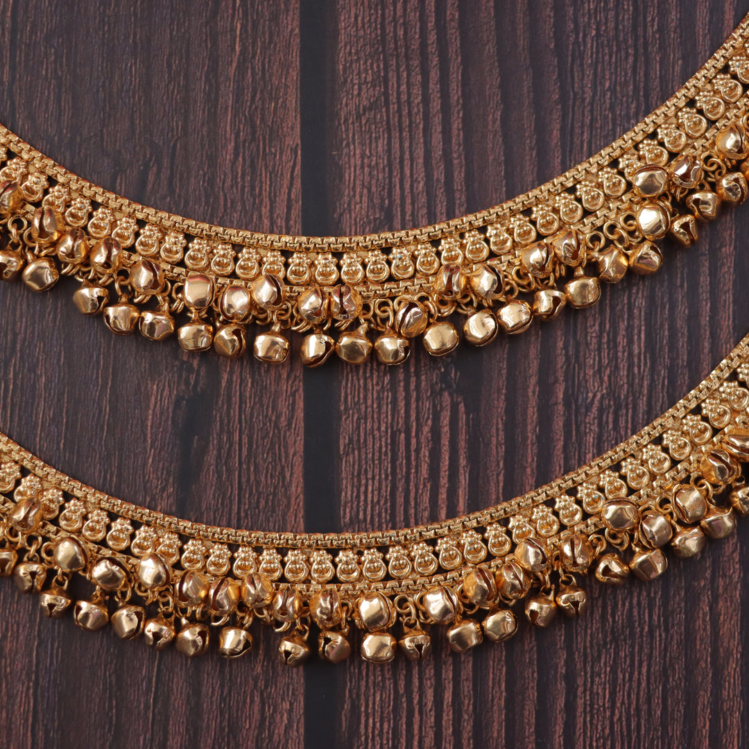 Gold Plated Floral Anklets for Bridal & Festive Wear