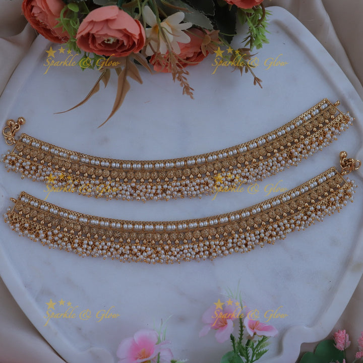 Stunning Pearl & Gold Anklet for Weddings and Festivities