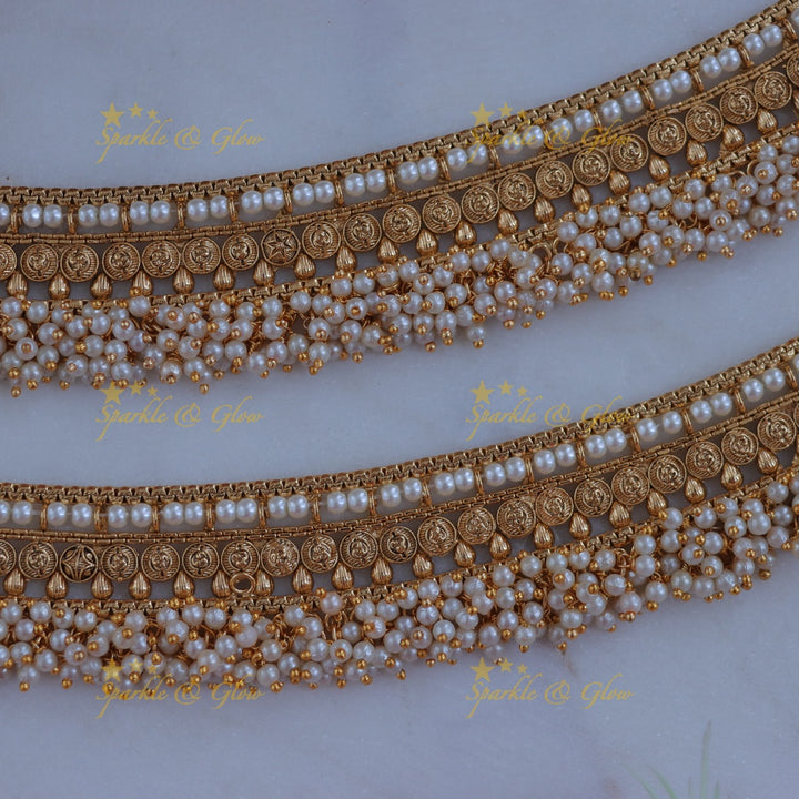 Stunning Pearl & Gold Anklet for Weddings and Festivities