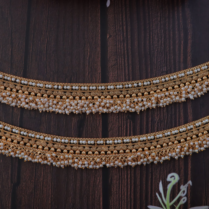 Stunning Pearl & Gold Anklet for Weddings and Festivities