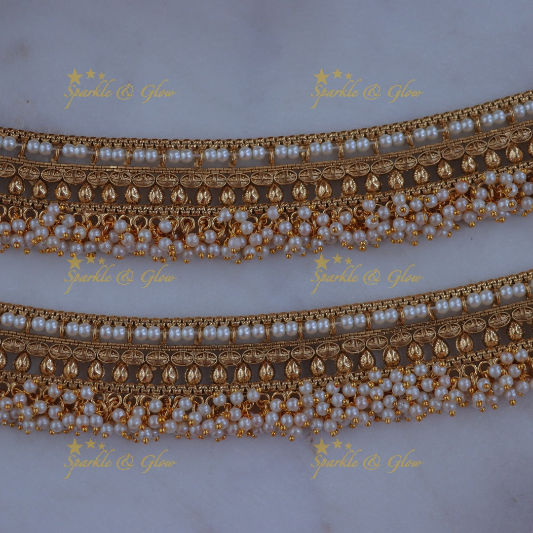 Exquisite Gold Pearl Anklets for Weddings and Festivities
