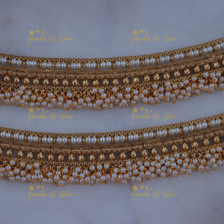 Exquisite Gold Pearl Anklets for Weddings and Festivities