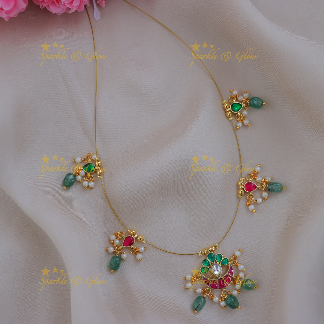 Exquisite Half Moon Floral Necklace - Sparkle & Glow