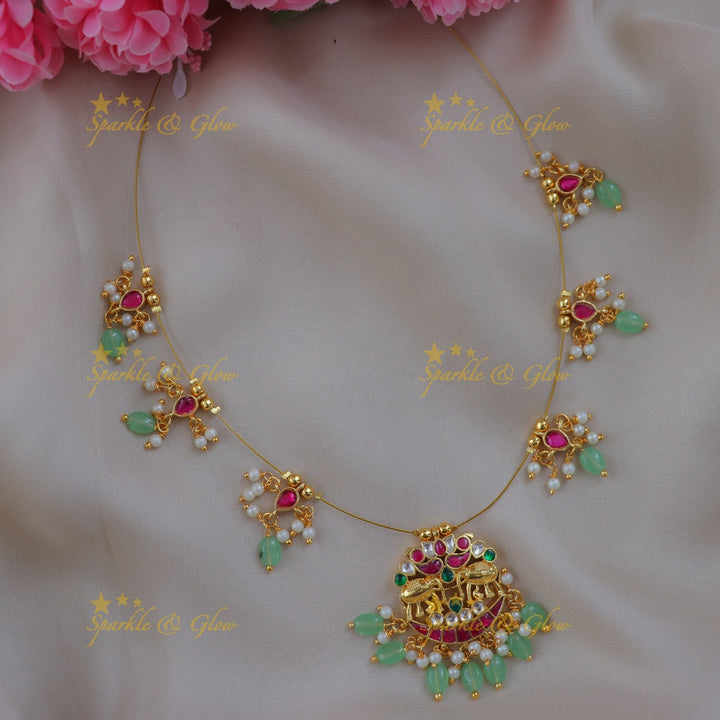 Elegant Festive Gold Elephant Pendant Necklace