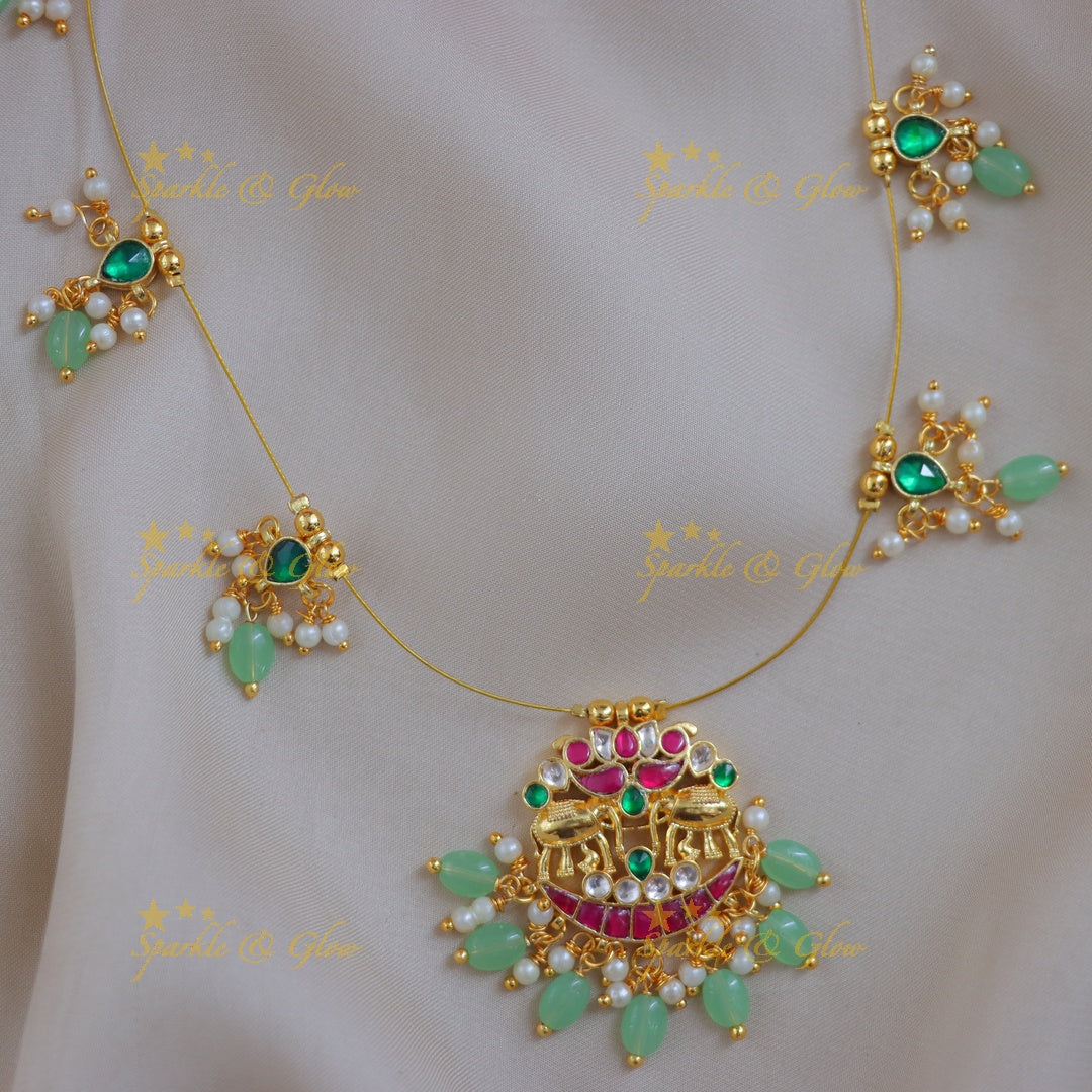 Elegant Festive Gold Elephant Pendant Necklace