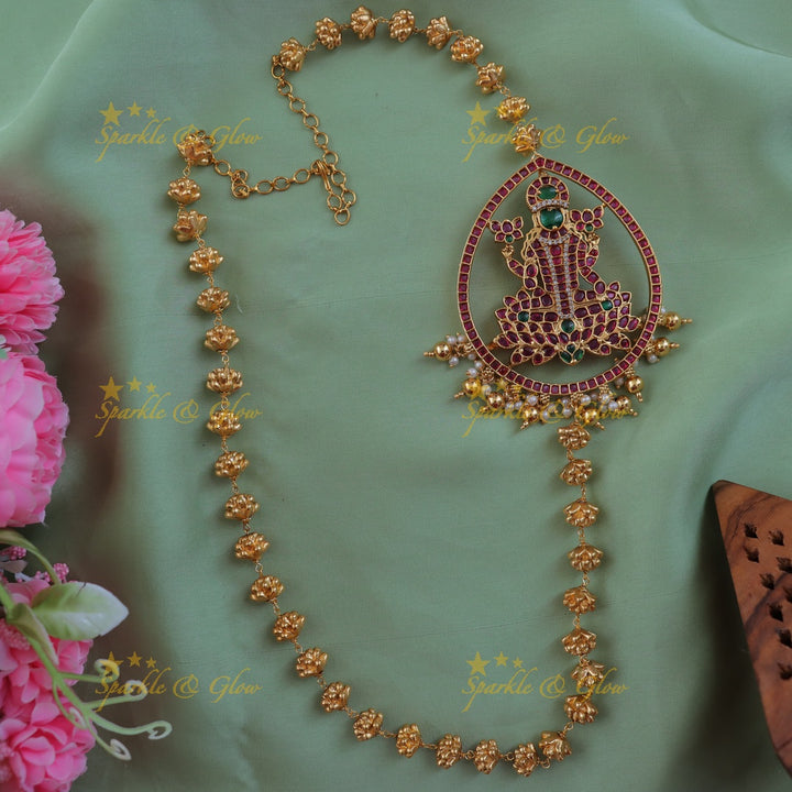 Luxurious Lakshmi Long Necklace for Festive Elegance