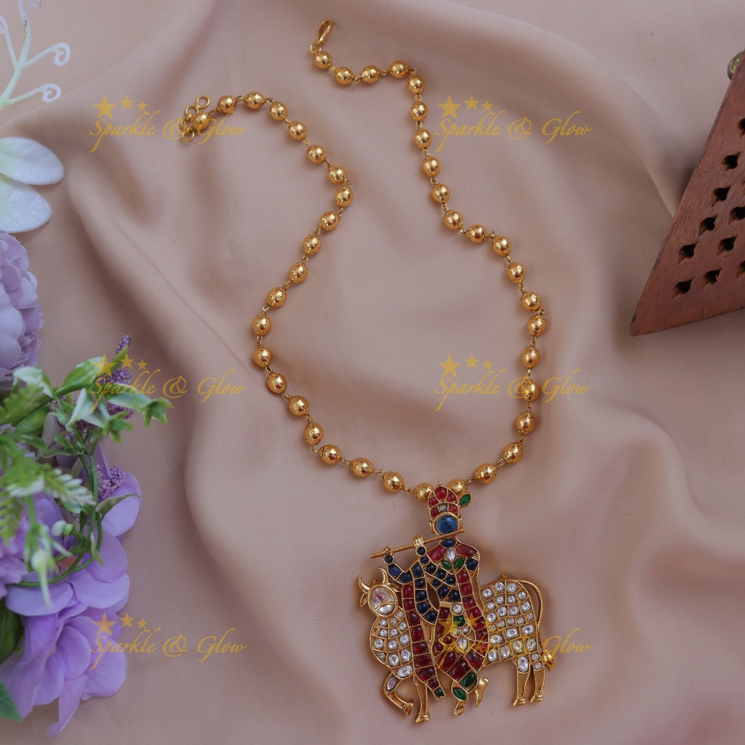 Exquisite Krishna Pendant Necklace - Festive & Elegant