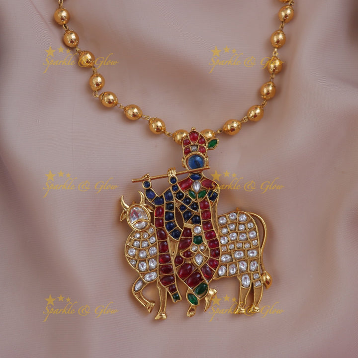 Exquisite Krishna Pendant Necklace - Festive & Elegant