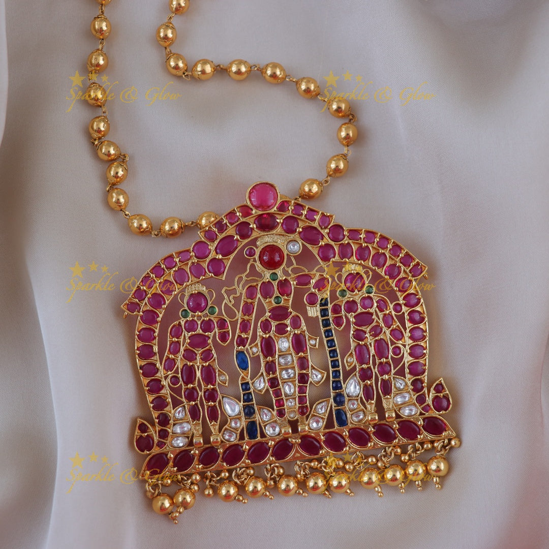 Elegant Gold Bead Pendant Necklace for Festive Wear